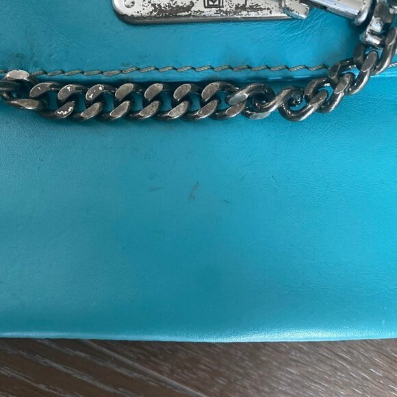 Michael Kors Leather Clutch Shoulder Bag | Blue - Picture 6 of 10